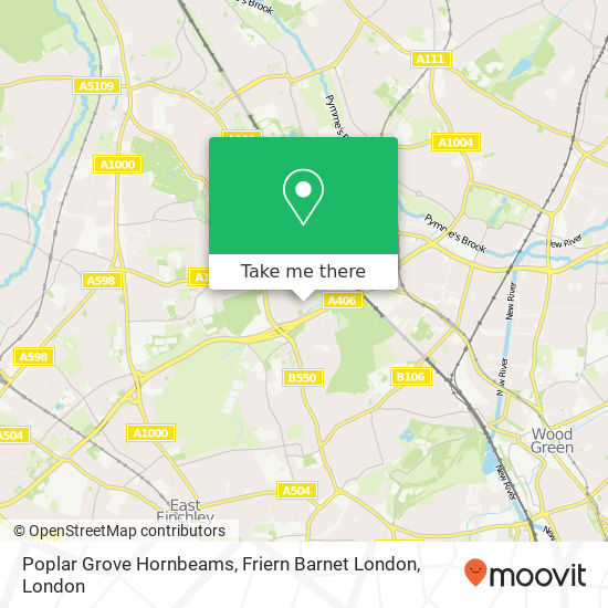 Poplar Grove Hornbeams, Friern Barnet London map