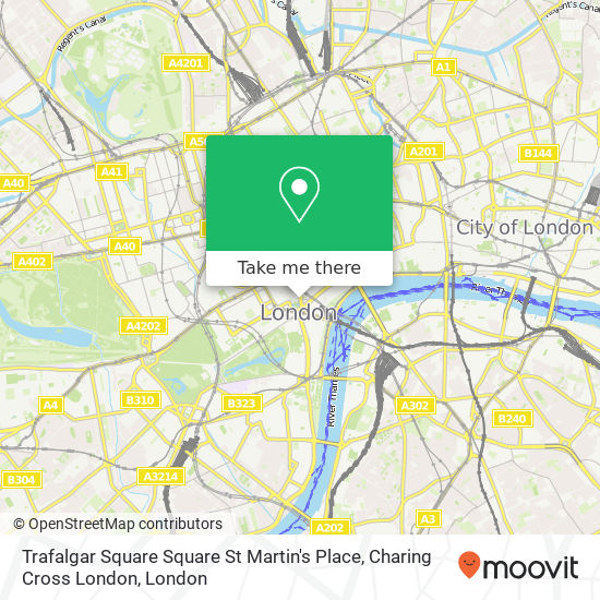 Trafalgar Square Square St Martin's Place, Charing Cross London map
