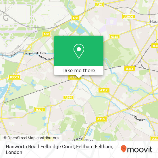 Hanworth Road Felbridge Court, Feltham Feltham map