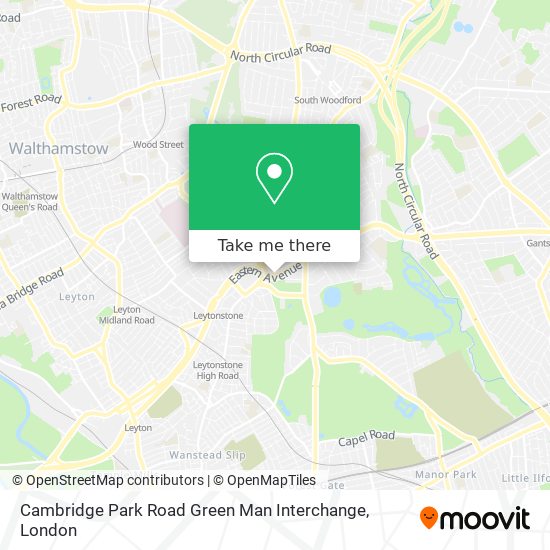 Cambridge Park Road Green Man Interchange map