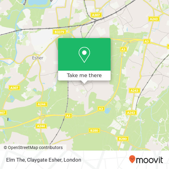 Elm The, Claygate Esher map