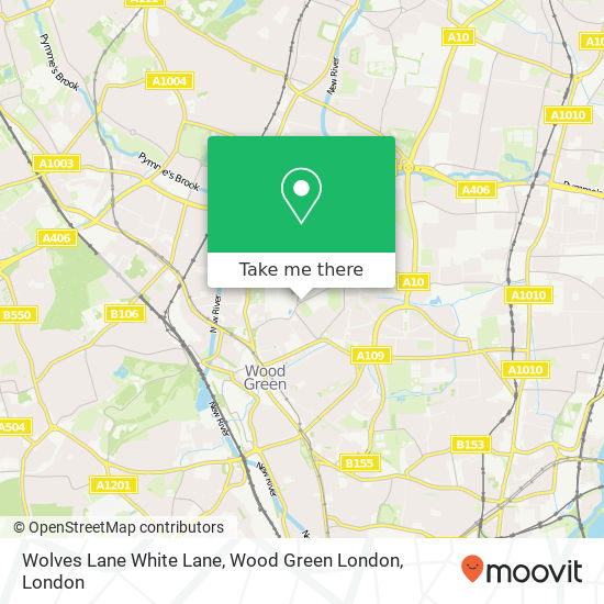 Wolves Lane White Lane, Wood Green London map