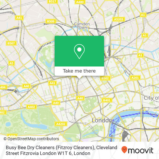 Busy Bee Dry Cleaners (Fitzroy Cleaners), Cleveland Street Fitzrovia London W1T 6 map