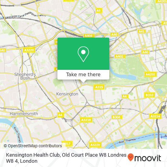 Kensington Health Club, Old Court Place W8 Londres W8 4 map