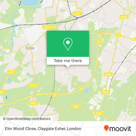 Elm Wood Close, Claygate Esher map