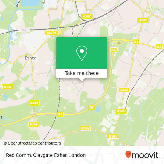 Red Comm, Claygate Esher map