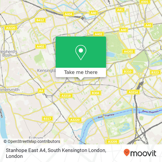 Stanhope East A4, South Kensington London map