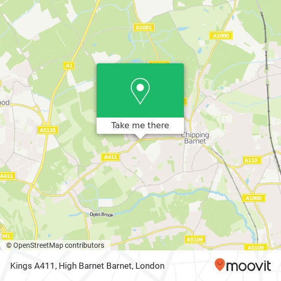 Kings A411, High Barnet Barnet map