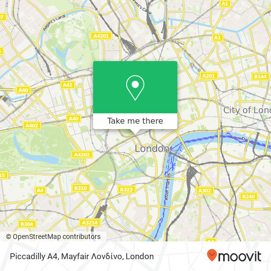 Piccadilly A4, Mayfair Λονδίνο map