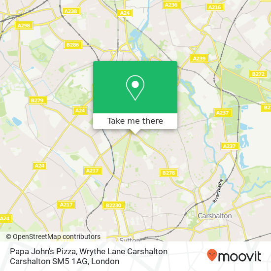 Papa John's Pizza, Wrythe Lane Carshalton Carshalton SM5 1AG map