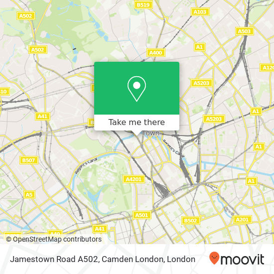 Jamestown Road A502, Camden London map
