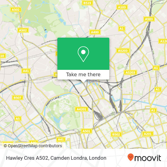 Hawley Cres A502, Camden Londra map
