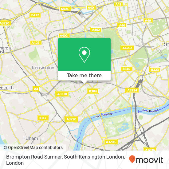 Brompton Road Sumner, South Kensington London map