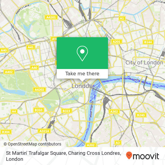 St Martin' Trafalgar Square, Charing Cross Londres map