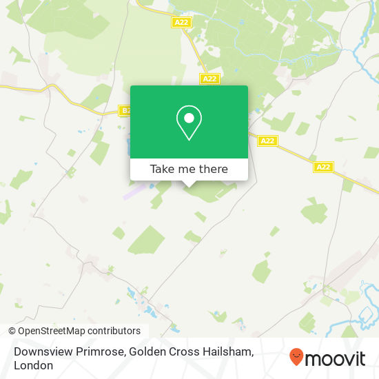 Downsview Primrose, Golden Cross Hailsham map