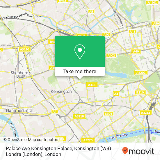Palace Ave Kensington Palace, Kensington (W8) Londra (London) map
