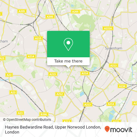 Haynes Bedwardine Road, Upper Norwood London map
