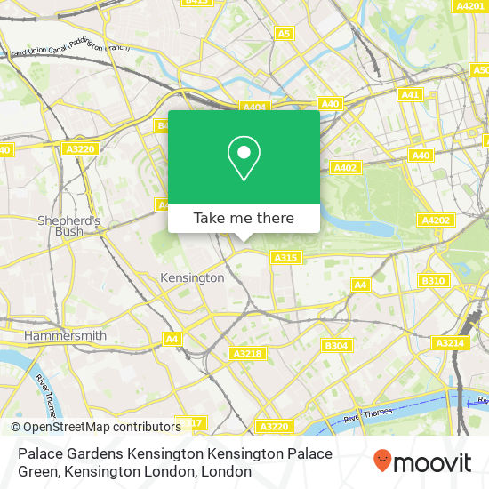 Palace Gardens Kensington Kensington Palace Green, Kensington London map