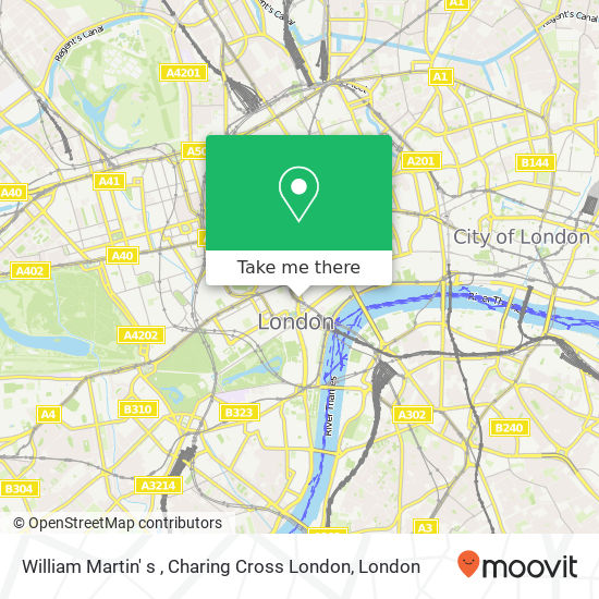 William Martin' s , Charing Cross London map