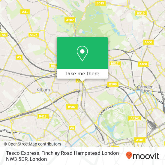 Tesco Express, Finchley Road Hampstead London NW3 5DR map