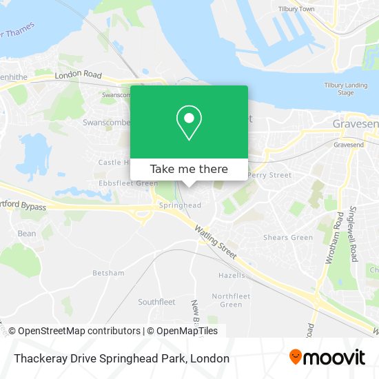 Thackeray Drive Springhead Park map