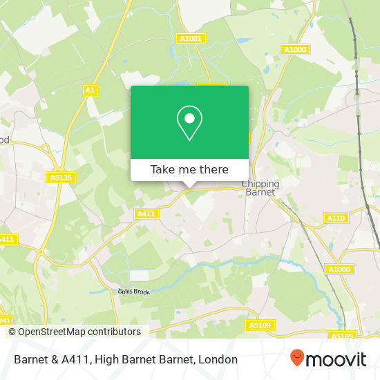 Barnet & A411, High Barnet Barnet map