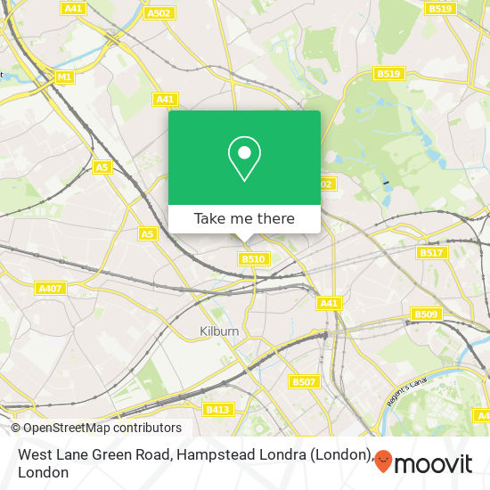 West Lane Green Road, Hampstead Londra (London) map