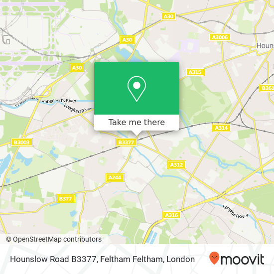 Hounslow Road B3377, Feltham Feltham map