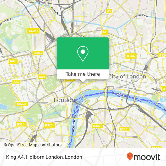 King A4, Holborn London map