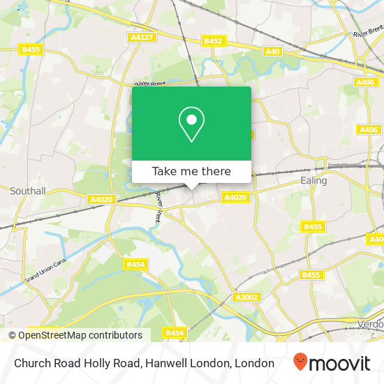 Church Road Holly Road, Hanwell London map