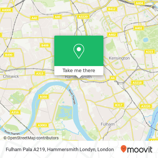 Fulham Pala A219, Hammersmith Londyn map