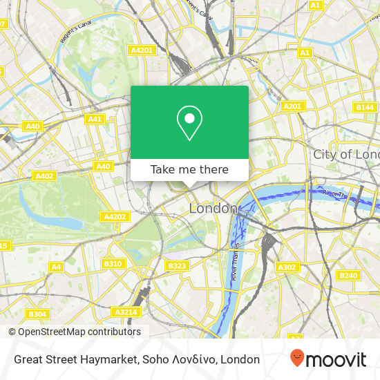 Great Street Haymarket, Soho Λονδίνο map