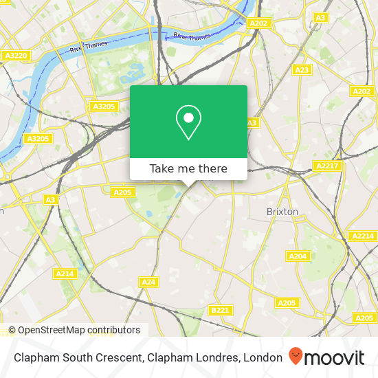 Clapham South Crescent, Clapham Londres map