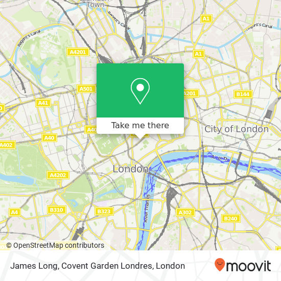 James Long, Covent Garden Londres map