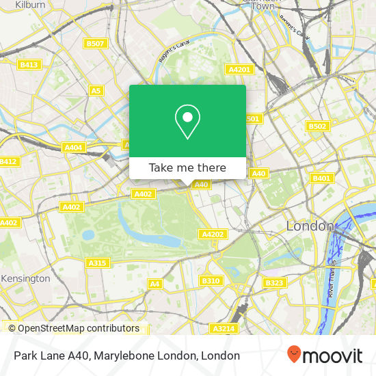 Park Lane A40, Marylebone London map