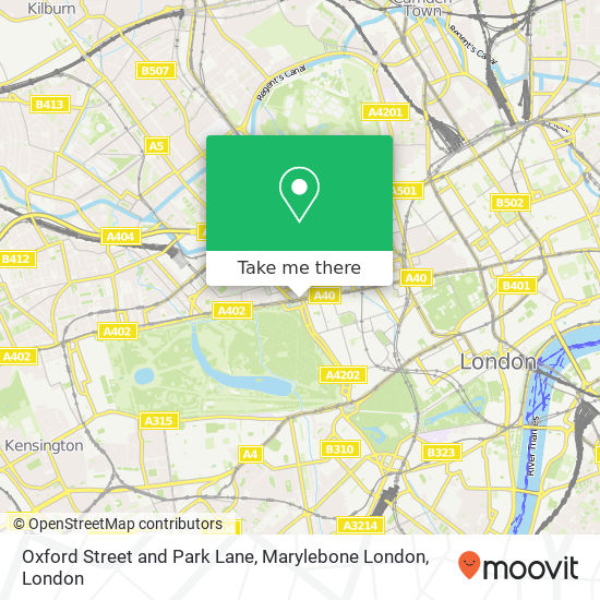 Oxford Street and Park Lane, Marylebone London map