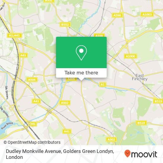 Dudley Monkville Avenue, Golders Green Londyn map