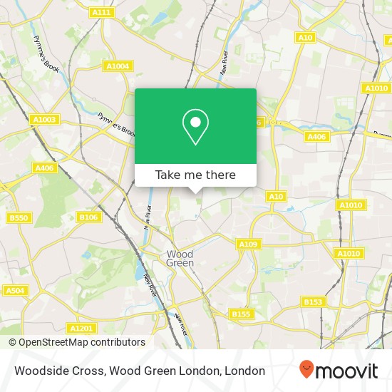 Woodside Cross, Wood Green London map