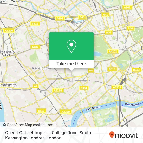 Queen' Gate et Imperial College Road, South Kensington Londres map