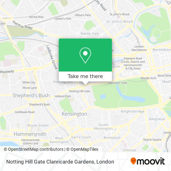 Notting Hill Gate Clanricarde Gardens map