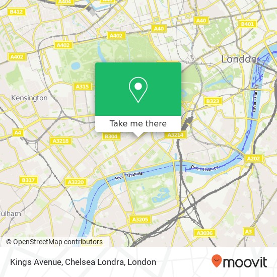 Kings Avenue, Chelsea Londra map