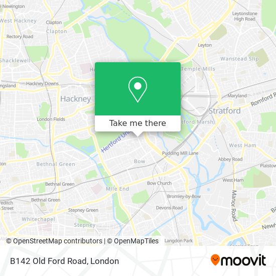 B142 Old Ford Road map