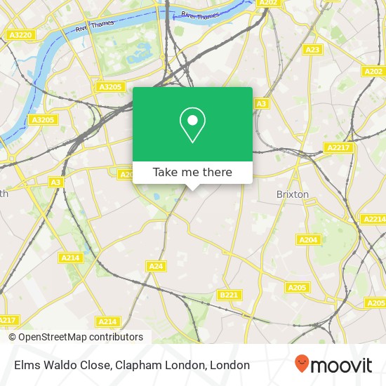 Elms Waldo Close, Clapham London map