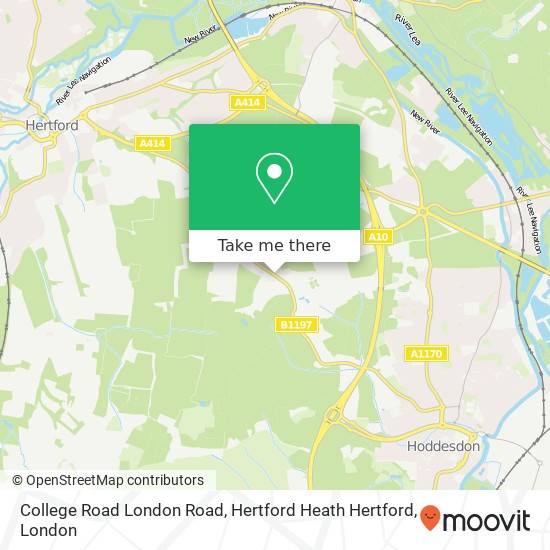 College Road London Road, Hertford Heath Hertford map