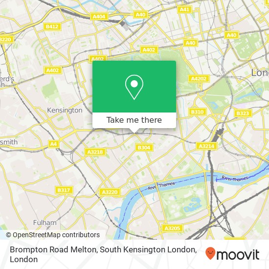 Brompton Road Melton, South Kensington London map