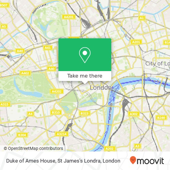 Duke of Ames House, St James's Londra map