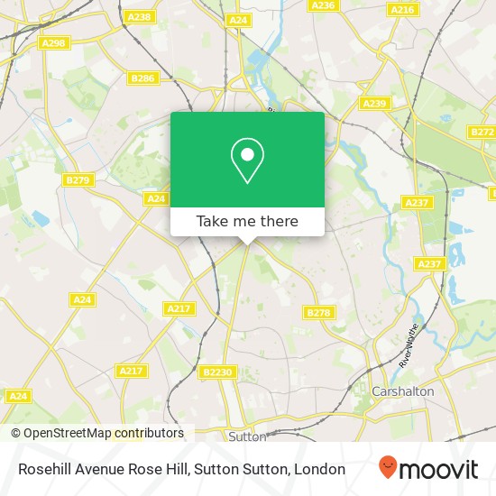 Rosehill Avenue Rose Hill, Sutton Sutton map