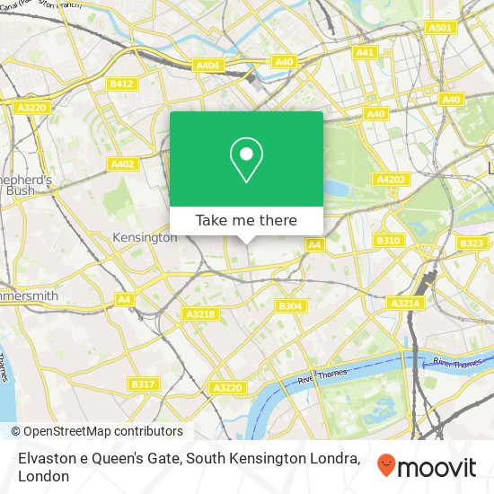 Elvaston e Queen's Gate, South Kensington Londra map