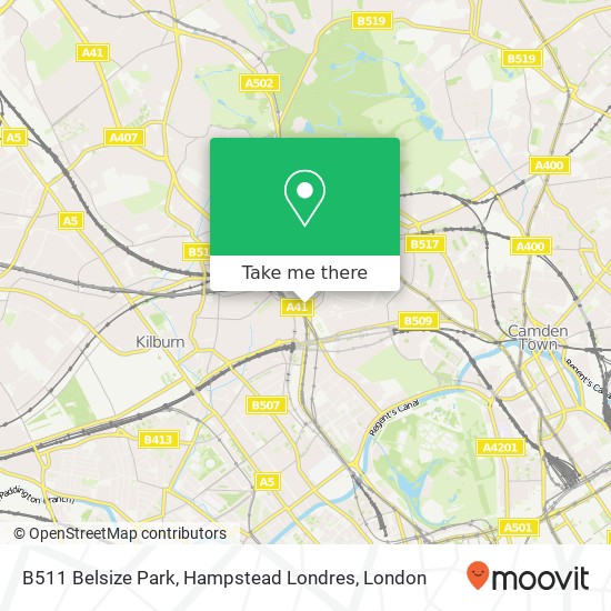 B511 Belsize Park, Hampstead Londres map