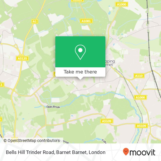 Bells Hill Trinder Road, Barnet Barnet map